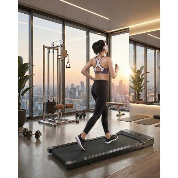 Loopband voor Thuis & Onder Bureau - Elektrische Walking Pad 0,75 PK tot 8 km/u - Compact & Stil - LED-Display met Afstandsbediening - Draagvermogen 110 kg - Zwart - Designbest