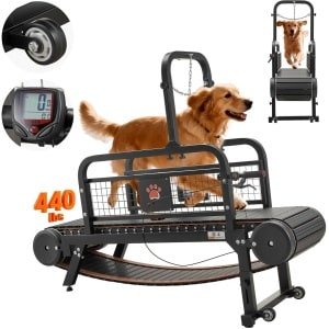 Loopband voor honden - Hondenloopband - Voor middelgrote/grote honden - Afmetingen 191 x 57 x 140 cm - Draagvermogen 199,58 kg - Traploze hoogteverstelling - Rem en wielen