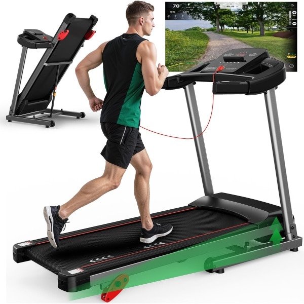 Loopband voor thuis inklapbaar - Max. 12 km/h, met helling - 15 programmas - Bluetooth-App-compatibiliteit - 120 kg belastbaarheid