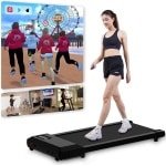 Loopband voor thuis onder bureau, 2.5HP draagbare loopmachine met APP & afstandsbediening, compacte, slanke loopband met 136 kg capaciteit, installatie-vrij