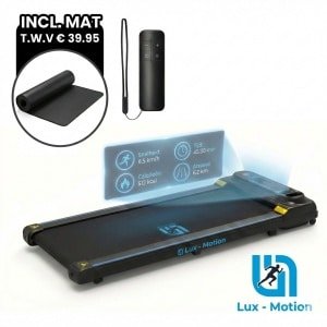 Lux-Motion Elektrische Loopband (1-10 km/u) 003N - Inklapbare Wandelband voor Thuis & Kantoor - Met Bluetooth & FitShow App - Inclusief Gratis Beschermmat (t.w.v. €39,95) - LED Display & Afstandsbediening
