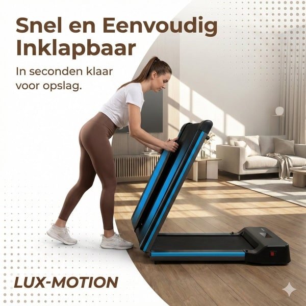 Lux-Motion Opvouwbare Loopband (1-10 km/u) - Inclusief Gratis Sportmat t.w.v. €39,95 - Bluetooth & FitShow App - Ultra Dun Wandelband voor Thuis & Kantoor - LED Display & Afstandsbediening