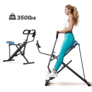 MERACH Buiktreiner buikspiertrainer - rugtrainer met tablethouder - LCD-monitor - 3 verstelbare weerstandsbanden - hometrainer inklapbaar - verstelbare zitting - full-body training - tot 158 kg