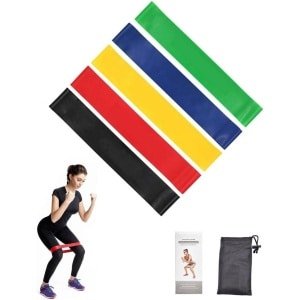 MK Stoer -Weerstandsbanden - Krachttraining - Spieropbouw - Yoga - Natuurlijk rubber - Deurankers - Oefenrails - 5 stuks - Pull-ups - Geschikt voor diverse oefeningen - Zwart