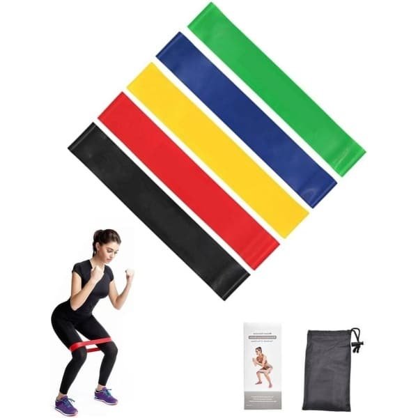 MK Stoer -Weerstandsbanden - Krachttraining - Spieropbouw - Yoga - Natuurlijk rubber - Deurankers - Oefenrails - 5 stuks - Pull-ups - Geschikt voor diverse oefeningen - Zwart