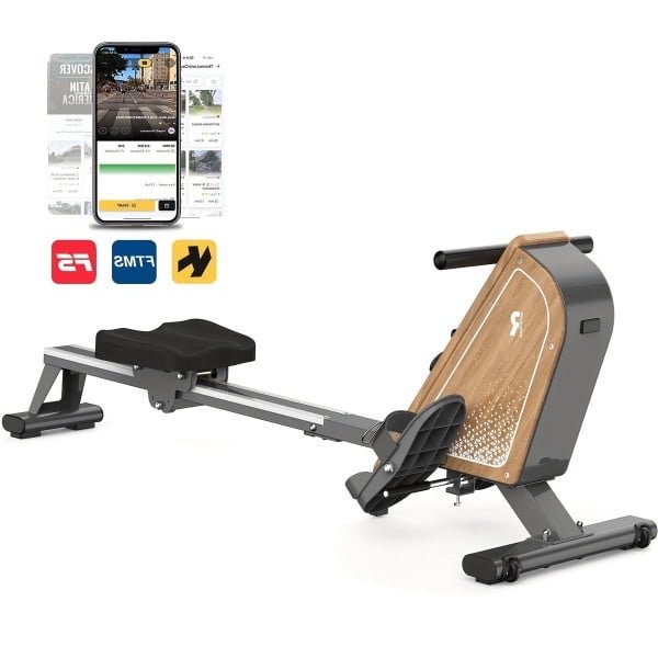 Magnetische Roeitrainer - Roeimachine - Fitness Roeier - Indoor Rower - Home Gym Roeitrainer - 16 Weerstandsniveaus - Draagvermogen 150 kg - Draadloze Monitor - Compact Vertical Opbergbaar - Grijs