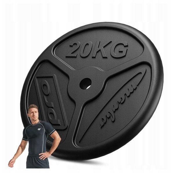 Marbo Sport - Gegoten Gewicht 20 KG SLIM - Professioneel gewicht voor krachttraining met een dun profiel