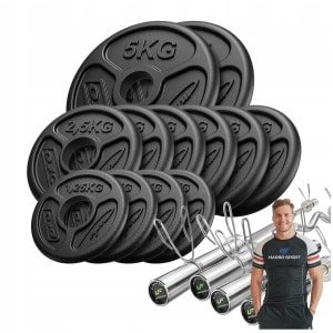 Marbo Sport - Olympische Set 65kg - 4 Stangen + Gewichten - Professionele Krachttraining