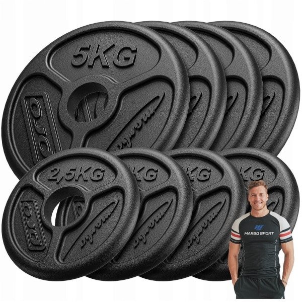 Marbo Sport - Olympische gewichten set 30 kg - Professionele uitrusting voor krachttraining - Gietijzer