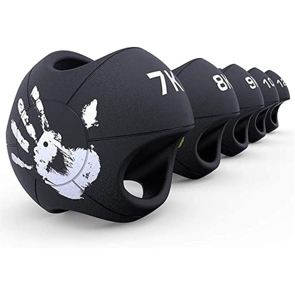 Medicijnbal Dubbele Handgreep - Fitness Bal - Krachttraining Thuis - Getextureerd Rubber - 5kg Gewicht - Zwart