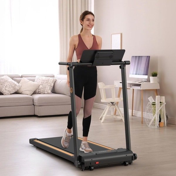 Mini Loopband - Vouwbare Loopband - Compacte Loopband - Thuis Fitnessapparaat - 2-in-1 Wandelband - Dubbele Schokdemping - Snelheid 1-10 km/u - App Connectiviteit