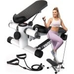 Mini Stepper voor Thuiswerken en Fitness - Compacte Cardio Machine met Weerstandsbanden