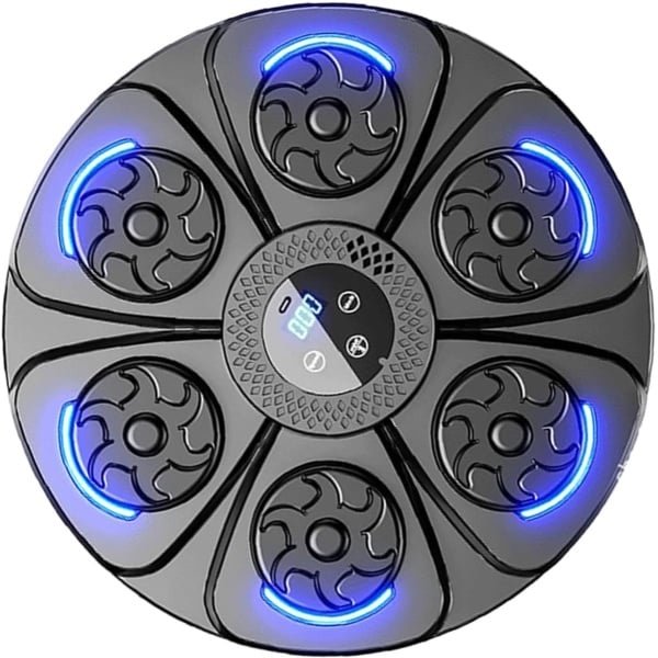 Music Boxing Machine - Smart Wall Mounted Punching Trainer, Interactive LED Fitness Pad, Home Workout Boxing Equipment, Ideal for Cardio and Reflex Training, Black