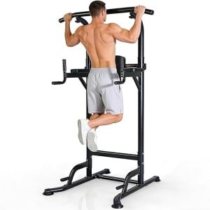 NETTLIFE Vrijstaande Optrekstang Power Tower - Multifunctionele Dip Station - Verstelbare Hoogte - Krachttraining voor Thuis