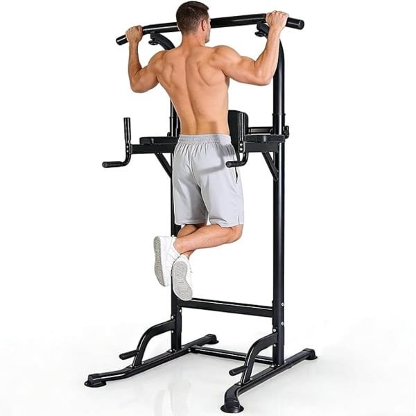 NETTLIFE Vrijstaande Optrekstang Power Tower - Multifunctionele Dip Station - Verstelbare Hoogte - Krachttraining voor Thuis