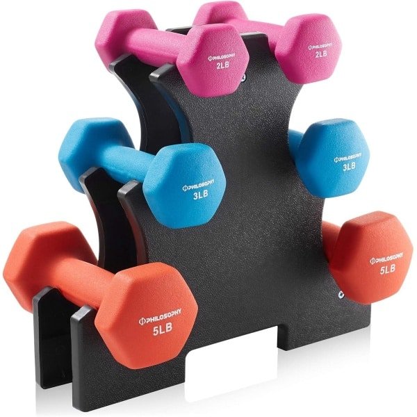 Neopreen halter set met standaard - Gietijzeren handgewichten voor fitness en krachttraining