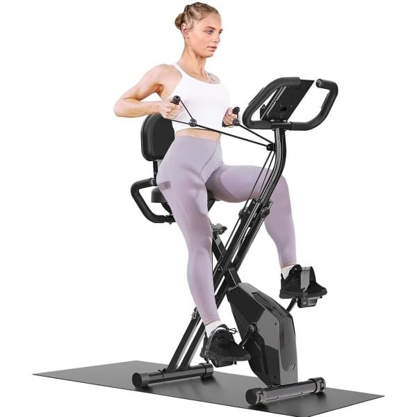 Norvia Opvouwbare HomeTrainer - Inklapbare Fitness Fiets - Full Body - 8 Weerstanden - Hartslagsensoren - LCD Scherm - Indoor