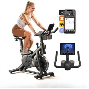 Norvia Spinningfiets - Hometrainer Fitness - Fitbike - 6.8 kg Vliegwiel - Met Gezondheid App - LED Display - Instelbare Weerstand