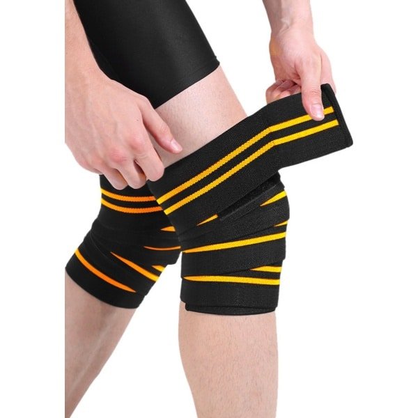 Oneay Ergonomische Kniebanden Set van 2 - Wikkelbare Knie Ondersteuning voor Krachttraining - Slijtvast & Ademend - 170 cm - Geel