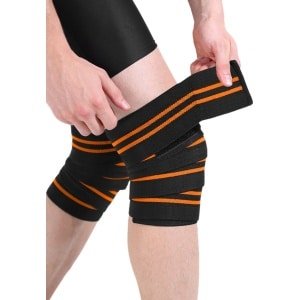 Oneay Ergonomische Kniebanden Set van 2 - Wikkelbare Knie Ondersteuning voor Krachttraining - Slijtvast & Ademend - 170 cm - Oranje