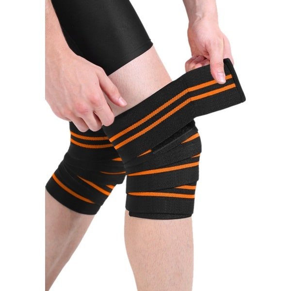 Oneay Ergonomische Kniebanden Set van 2 - Wikkelbare Knie Ondersteuning voor Krachttraining - Slijtvast & Ademend - 170 cm - Oranje