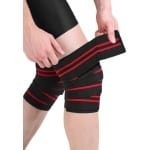 Oneay Ergonomische Kniebanden Set van 2 - Wikkelbare Knie Ondersteuning voor Krachttraining - Slijtvast & Ademend - 170 cm - Rood