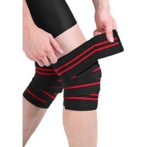 Oneay Ergonomische Kniebanden Set van 2 - Wikkelbare Knie Ondersteuning voor Krachttraining - Slijtvast & Ademend - 170 cm - Rood
