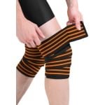 Oneay Kniebanden Powerlifting 2 Stuks - Elastische Knee Wraps voor Squats, Fitness en Krachttraining - Compressie Kniebandage met Sterke Ondersteuning - 170 cm - Oranje