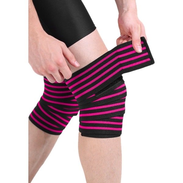 Oneay Kniebanden Powerlifting 2 Stuks - Elastische Knee Wraps voor Squats en Krachttraining - Compressie Kniebandage - 170 cm Magenta