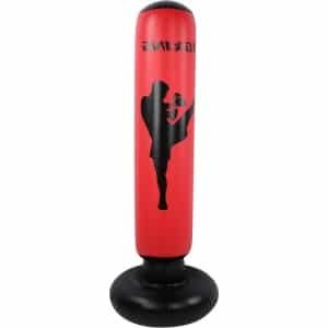 Opblaasbare staande bokszak 170cm voor krachttraining - zwart en rood - PVC bokskolom voor fitness en stressverlichting - mannen en vrouwen - jongens en meisjes