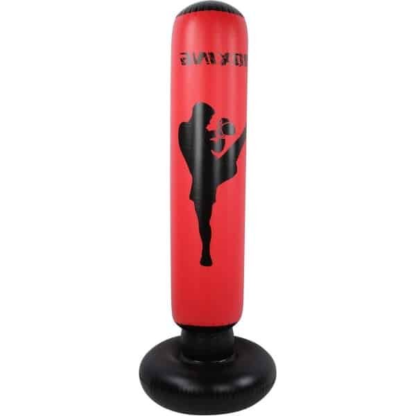 Opblaasbare staande bokszak 170cm voor krachttraining - zwart en rood - PVC bokskolom voor fitness en stressverlichting - mannen en vrouwen - jongens en meisjes