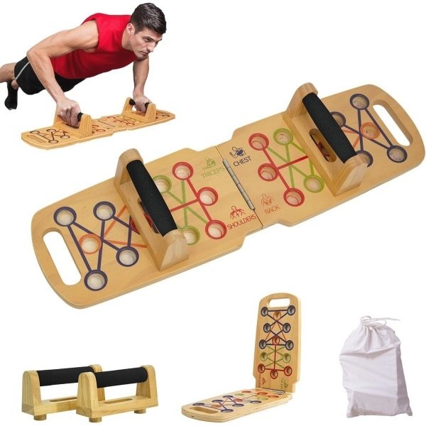 Opvouwbaar Houten Push Up Frame voor Krachttraining - Draagbare Fitnessapparatuur voor Thuis