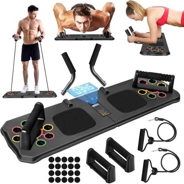 Opvouwbaar Push Up Board met Handgrepen - Push Up Stands - Thuis Fitness Trainingsbord - Krachttraining voor Borst, Schouders, Triceps & Rugspieren - Multifunctioneel Push Up Systeem - Workout Apparatuur