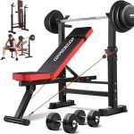 Opvouwbare Halterbank met Squat Rek - 6-in-1 Fitness Bank voor Krachttraining Thuis