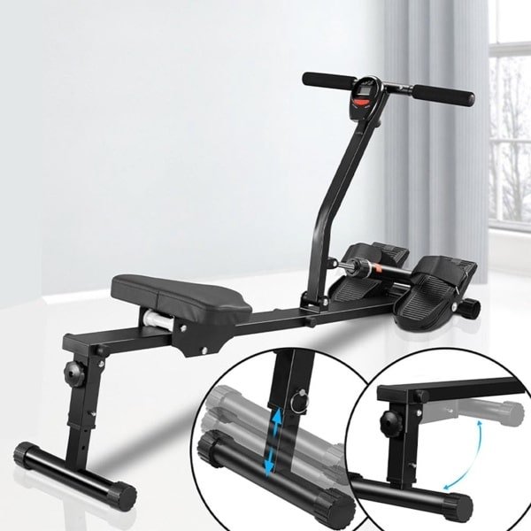Opvouwbare Roeimachine met LCD Display en 12 Weerstandsniveaus | Cardio & Fitness Trainingsapparaat