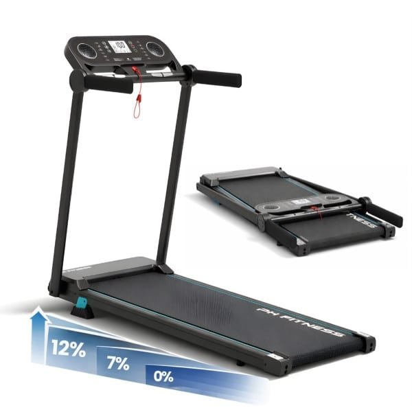 PH Fitness Endurance Loopband voor Thuis - 12 km/u - 3.0 PK Piekvermogen - Inklapbare Treadmill met 12 Programma's, Bluetooth FitShow App & 2-Staps Incline (7% & 12%)