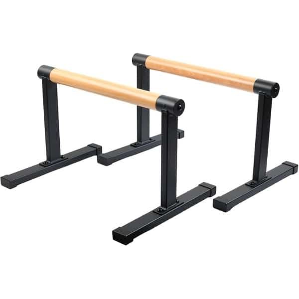 Parallettes Bars - Push Up Stands - Krachttraining Thuis - Houten Handvatten - 50x15x10 cm - Zwart