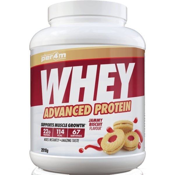 Per4m - Advanced Whey Protein - Jammy Biscuit - Proteine poeder - Eiwit shake - Eiwitpoeder - 2.01kg - Whey Protein - Eiwitshakes - Whey Proteine - Protein - Proteine - Proteine Shake - Shake - Fitness - Krachttraining - Gym