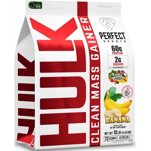 Perfect Sports Hulk Clean Mass Gainer (10lbs) Banana - Gewichtstoename - Zonder Creatine