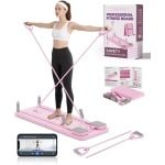Pilates Board Full Body Workout Trainer - Pilates Reformer Voor Thuis Met Weerstandsbanden - Pilates Set Voor Core, Benen & Krachttraining | Opvouwbaar Fitness Board Voor Home Gym