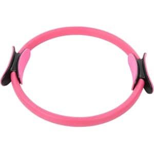 Pilates Oefeningscirkel met Dubbele Handgreep - Fitnessring voor Yoga, Pilates en Krachttraining - Dijspier Trainingsapparaat (Roze)