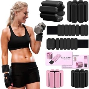 Pols Enkelgewichten - Arm Banden - Krachttraining Thuis - Verstelbare Gewichtjes - 2x 1 Pond - Zwart