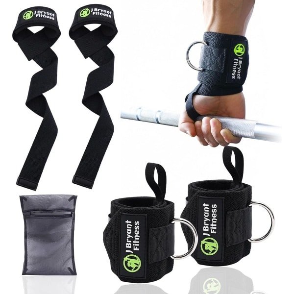 Polsbandages Set - Trainingsbanden Gewichtheffen - Krachttraining Kabel - Met D-ring - 410 gram - Zwart