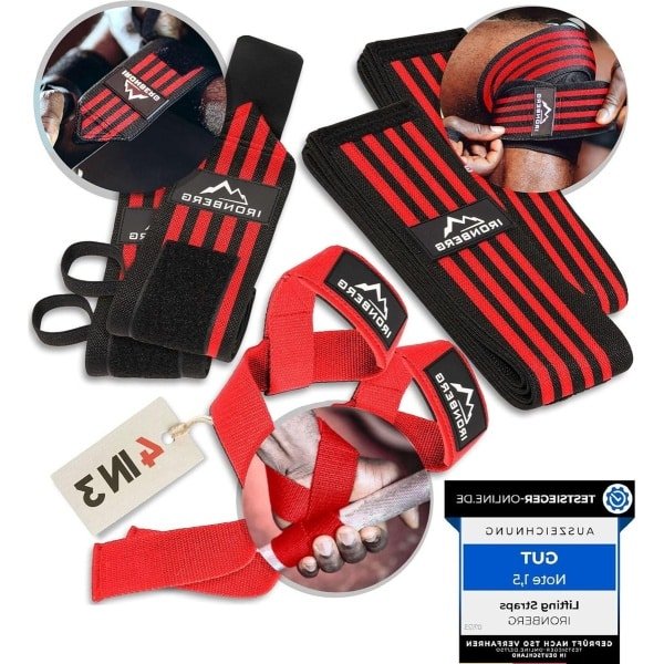 Polsbandages wrist wraps zwart - Set van 3, voor gym krachttraining fitness - Mannen en vrouwen