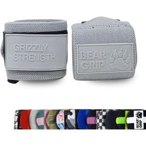 Polsbanden Krachttraining - Ondersteuning Gewrichten - Gewichtheffen Fitness - Verstevigde Stevigheid - 45cm Lengte - Grijs