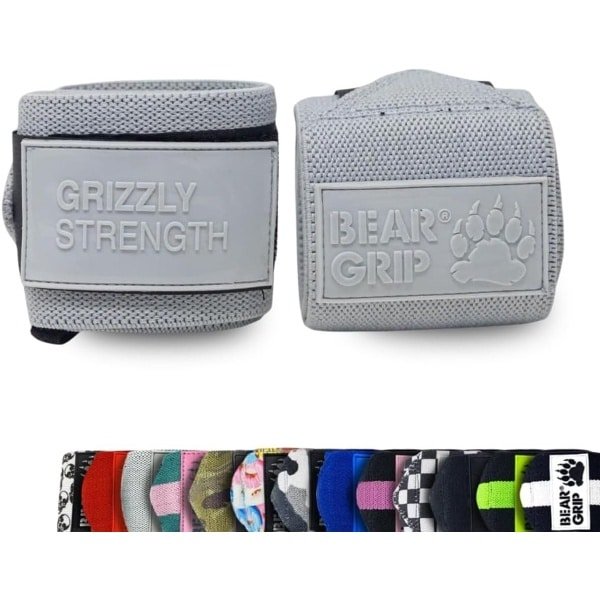 Polsbanden Krachttraining - Ondersteuning Gewrichten - Gewichtheffen Fitness - Verstevigde Stevigheid - 45cm Lengte - Grijs