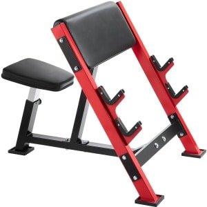 Preacher Curl Bank, 300 Kg Maximale Belasting, Krachttraining Apparaat, Zittend Arm En Biceps Station, Verstelbare Gewichtsbank met Stanghouders voor De Thuisgymnastiek