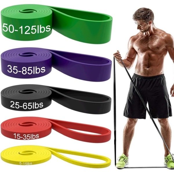 Premium 5-delige Weerstandsbanden Set - Fitness Elastiek met 5 Verschillende Weerstanden - Geschikt voor Crossfit, Powerlifting en Thuis workouts - Inclusief luxe opberger en Complete Oefengids voor Weerstandsbanden
