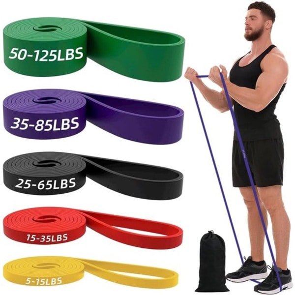 Premium 5-delige Weerstandsbanden Set - Fitness Elastiek met 5 Verschillende Weerstanden - Geschikt voor Crossfit, Powerlifting en Thuisworkouts - Inclusief luxe opbergtassen en gebruikershandleidingen