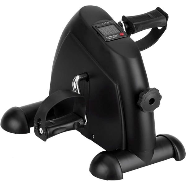 Quvo® Bureaufiets - Deskbike Met LCD-Display - Stoelfiets Bewegingstrainer - Bureau Fiets Met Instelbare Weerstand - Mini Hometrainer Incl. Bevestigingsband - Zwart - ‎41 x 35 x 31 cm